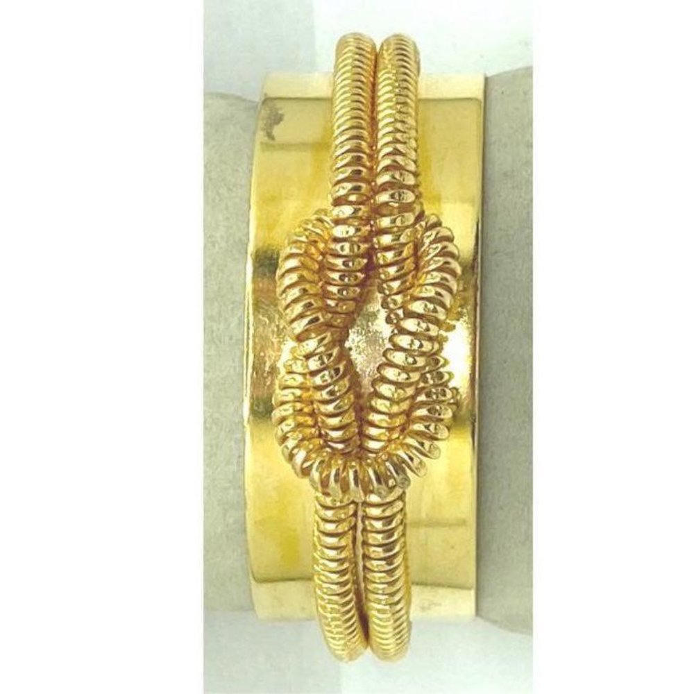 Retro Achilles Jewelry love knot wide gold tone cuff bracelet - Picture 2 of 5